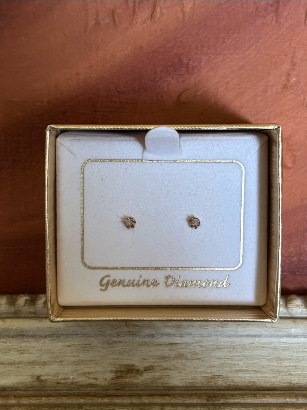 Genuine 0.05 Diamond Solitaire Stud Earrings with 10K Yellow Gold - NEW